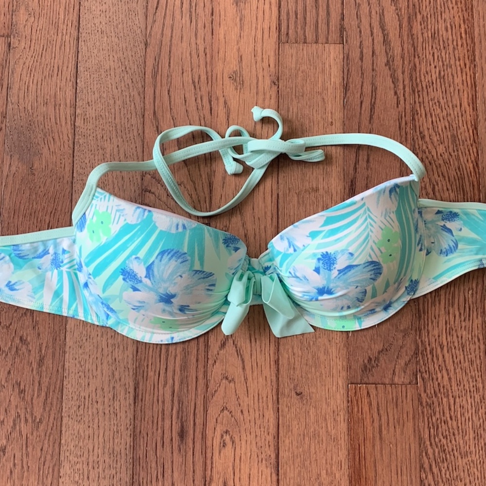 Pastel Tropical Floral Bikini Top